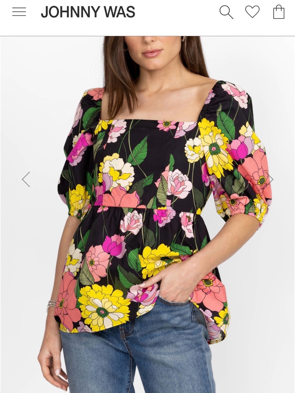 Johnny Was Marisol Floral Blouse Top w Stretch- Size Large